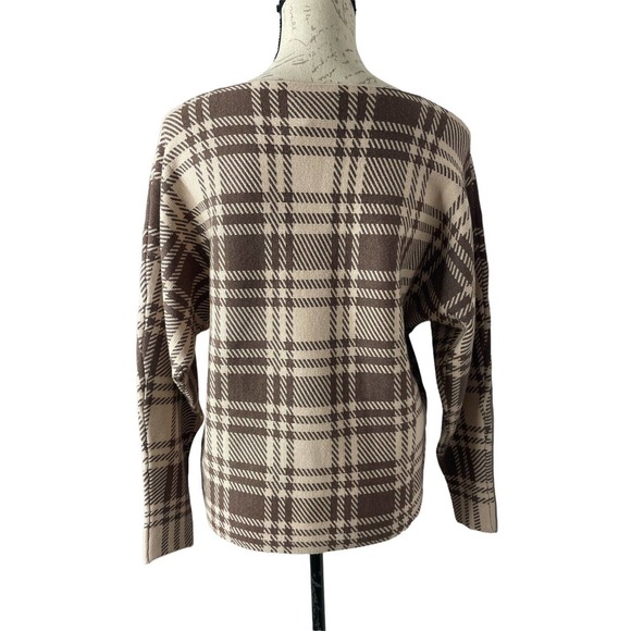 NEW! NWT ADRIENNE VITTADINI Check Print Sweater Brown/Beige Size‎ S - Picture 5 of 7